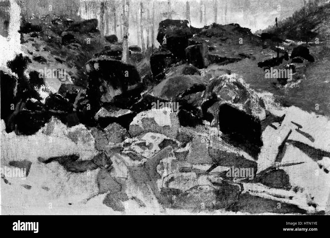 Karel Liebscher 23.2.1851-20.4.1906 - Studie Kamenu V lese Stockfoto