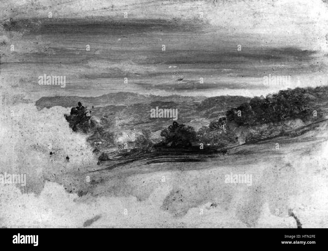 Josef Manes’ „Krajina Pod horami“, gemalt zwischen 1820 und 1871, zeigt eine malerische Landschaft unter den Bergen. Das Werk unterstreicht Manes Meisterschaft bei der Erfassung der böhmischen ländlichen Landschaft, wobei der Schwerpunkt auf natürlicher Schönheit und ruhiger Atmosphäre liegt. Stockfoto