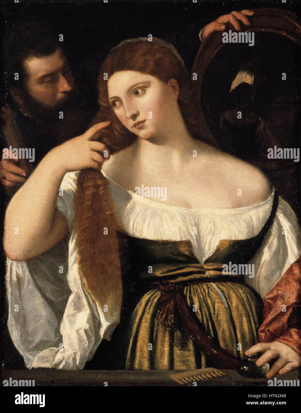 Ticiano Vecellio und Workshop - Mädchen vor dem Spiegel - MNAC Stockfoto