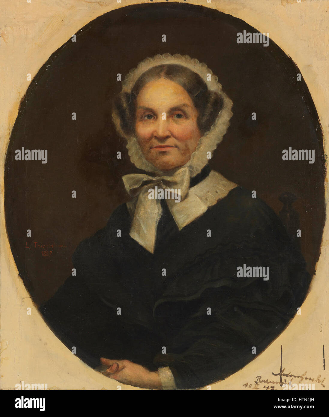 Ludwig Thierschs „Portraits Eltern 2“ zeigt seine Mutter Amalie Thiersch und zeigt die Porträtkunst des Künstlers mit Fokus auf Familie und Ausdruck mütterlicher Liebe im Deutschland des 19. Jahrhunderts. Stockfoto