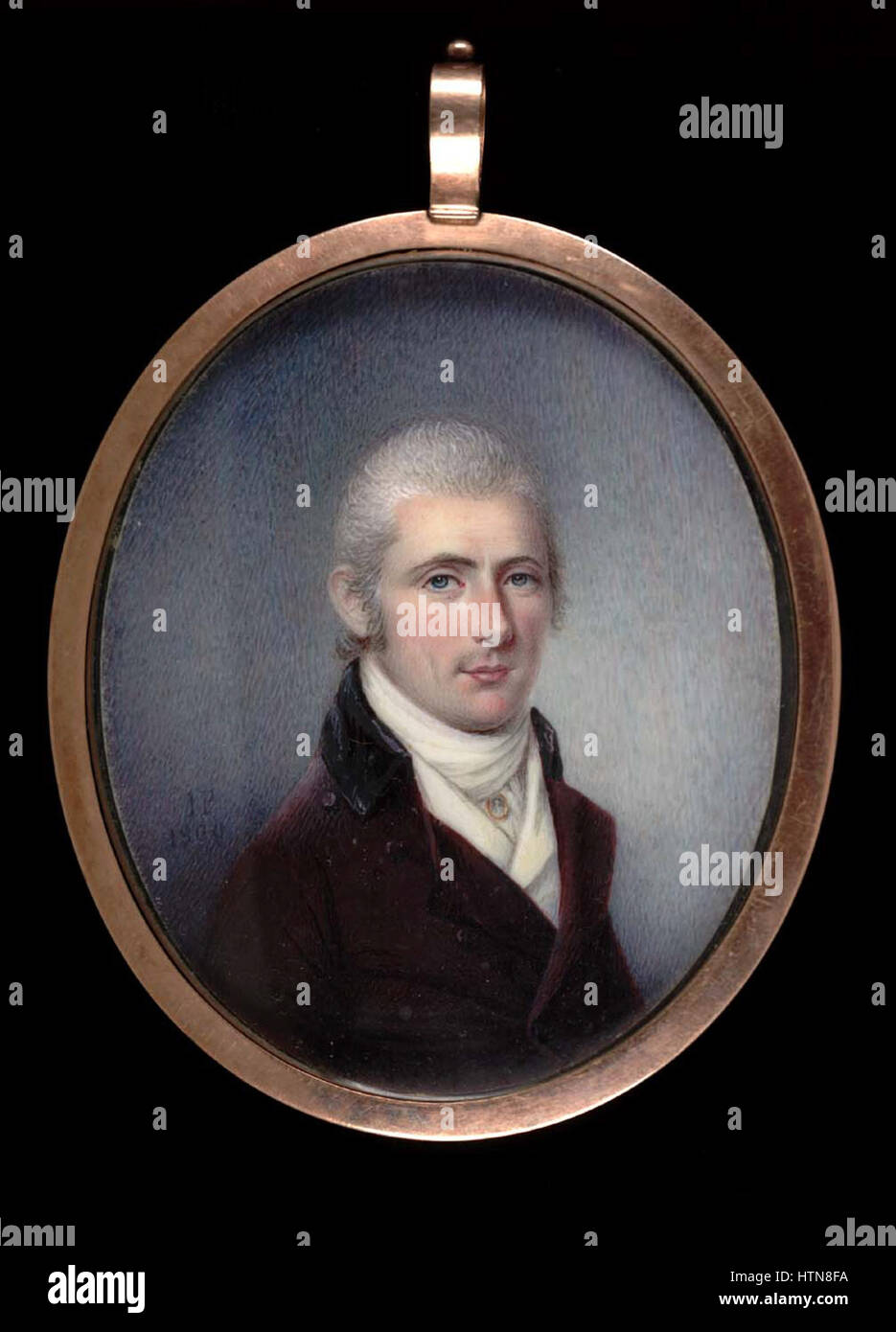 Das Porträt eines namenlosen Herrn zeigt Porträts aus dem 18. Jahrhundert mit Schwerpunkt auf aristokratischem Stil. Die detaillierte Darstellung von Kleidung, Gesichtsausdruck und Körperhaltung gibt Einblicke in die soziale Gestalt und Identität des Motivs. Stockfoto