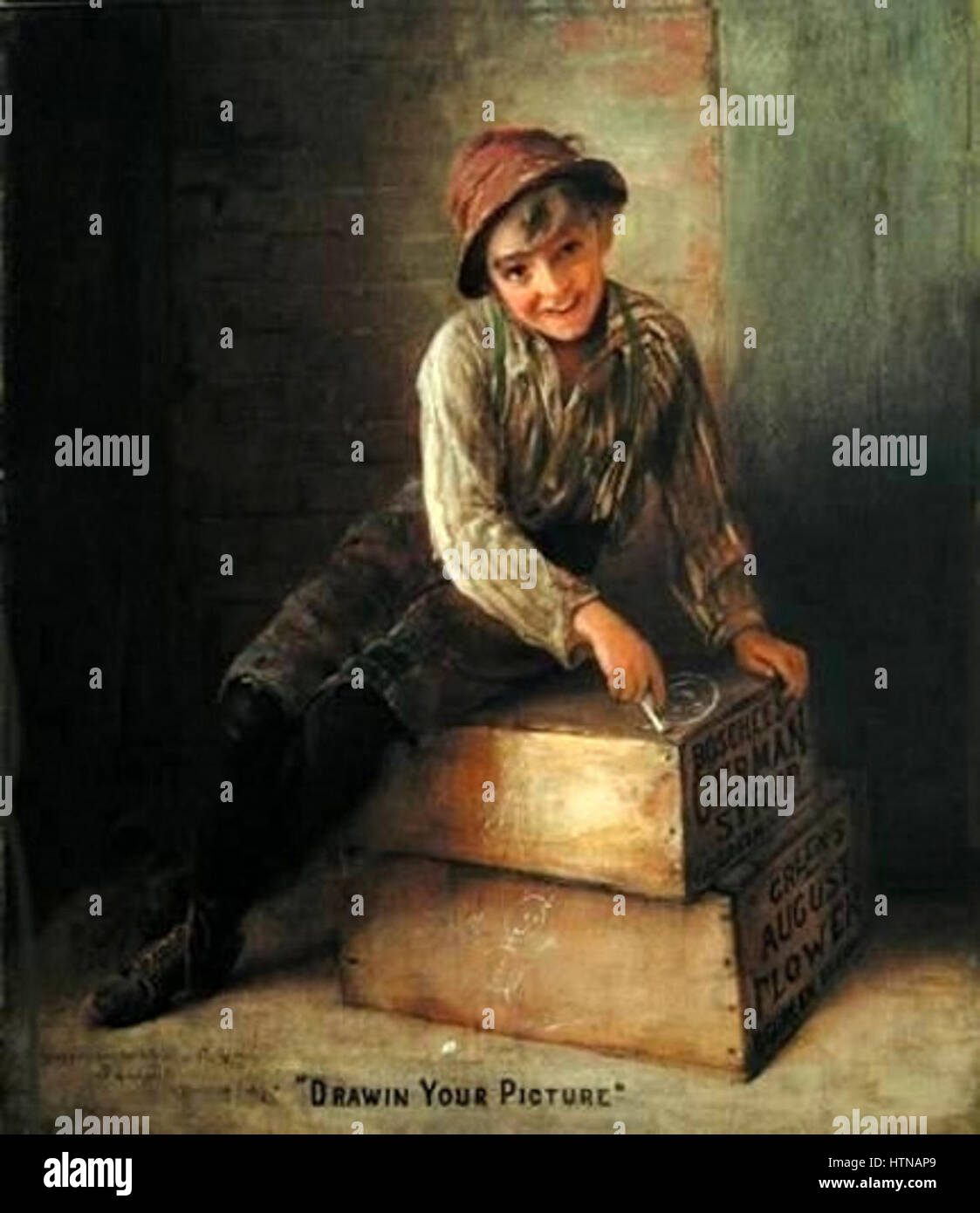 Karl Witkowskis Kunstwerk zeigt den intimen Prozess des Porträts. Sein Stück „Drawing Your Picture“ zeigt die Verbindung zwischen Künstler und Motiv und spiegelt seinen Fokus auf feine Details und Charakterdarstellungen wider. Stockfoto