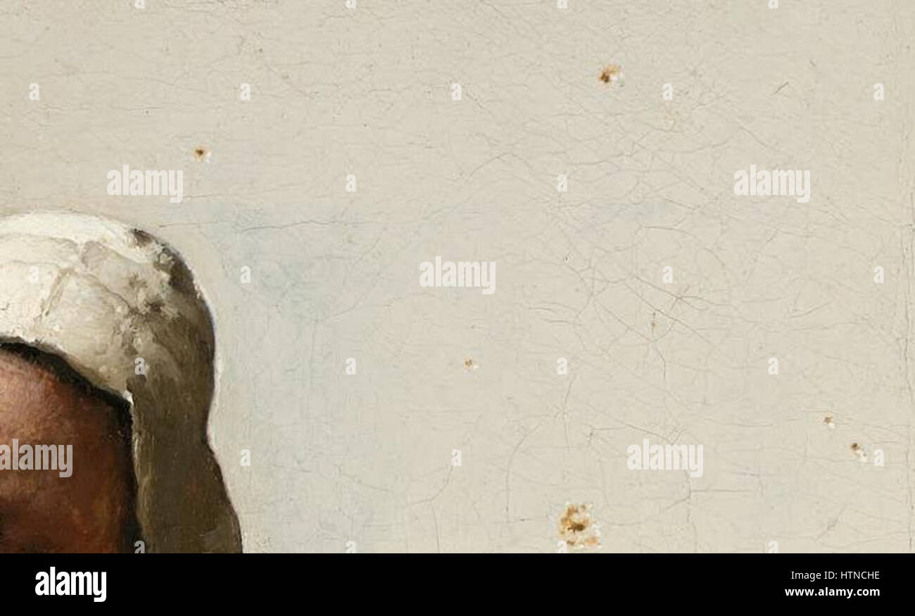 Vermeer La Laitiere Detail Trous Dans le mur Stockfoto