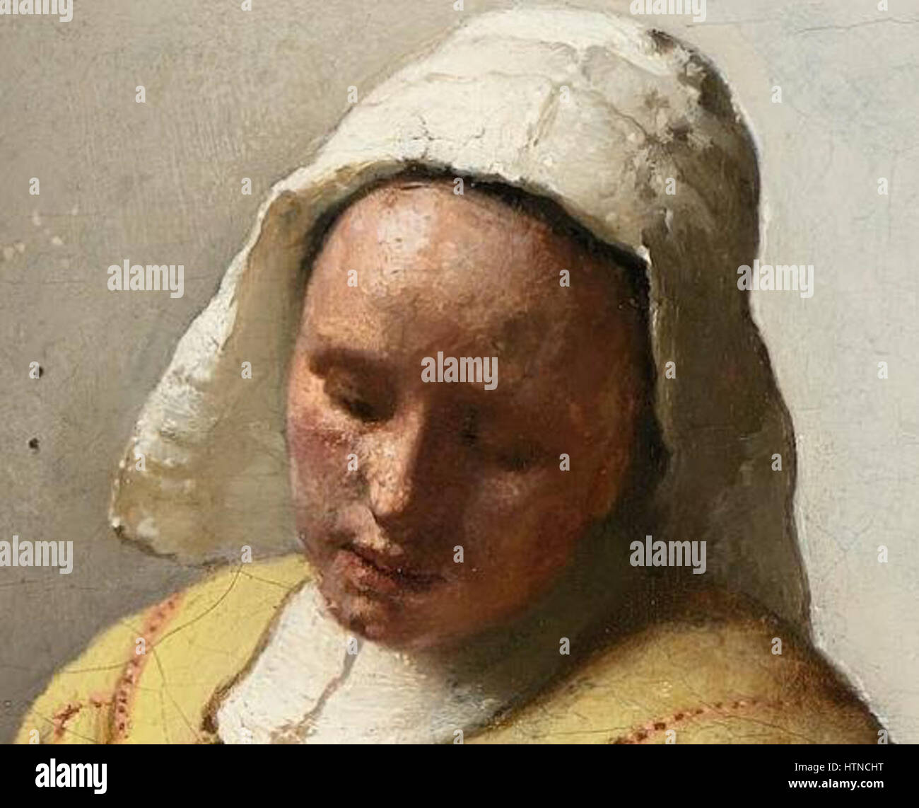Vermeer La Laitiere Detail visage Stockfoto