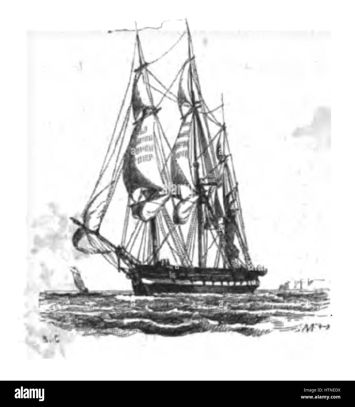 „La Marine“ von Pacini ist ein Werk, das die maritime Welt durch die Darstellung der Schiffe und der Küstenlandschaft hervorruft. Das Stück konzentriert sich auf die Weite des Ozeans und die menschliche Interaktion mit ihm und unterstreicht die Bedeutung der Marinemacht in der Geschichte. Stockfoto