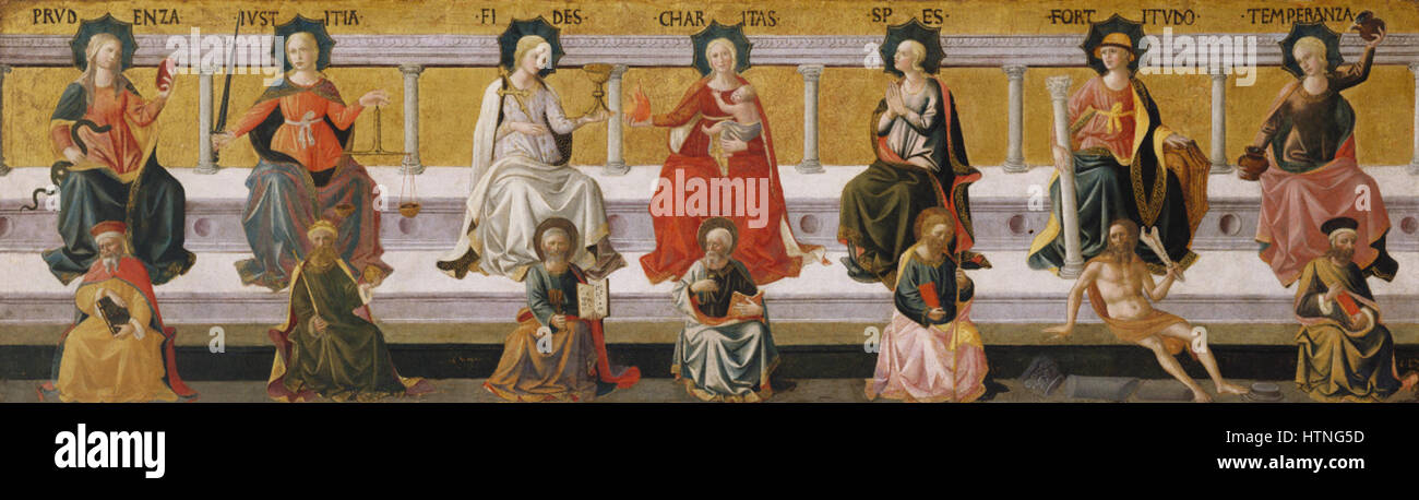 Sieben Tugenden von Francesco Pesellino Stockfoto