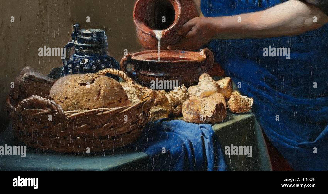 Vermeer La Laitiere Detail Natur morte Stockfoto