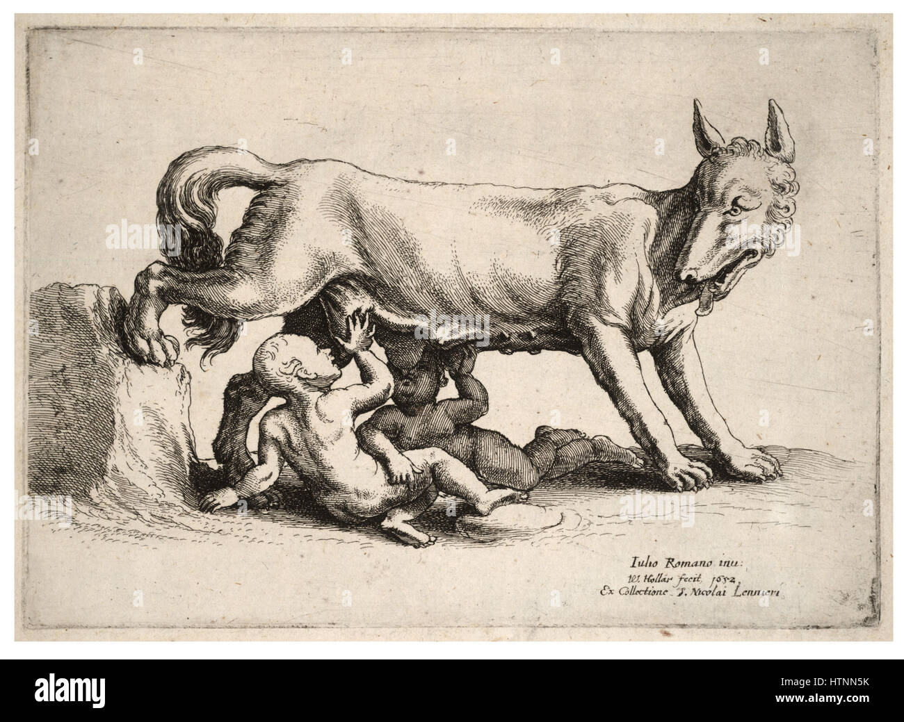 Wenzel Hollar - Romulus und Remus, nach Giulio Romano Stockfoto