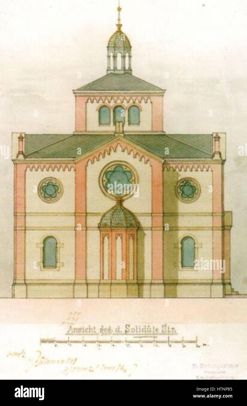 Ludwigsburg-Synagoge - Architekt Zeichnung 1 Stockfoto
