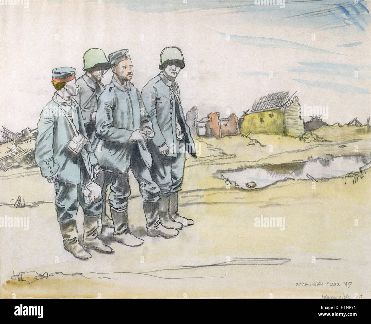 William Orpen - vier deutsche Gefangene von einem französischen Dorf Stockfoto