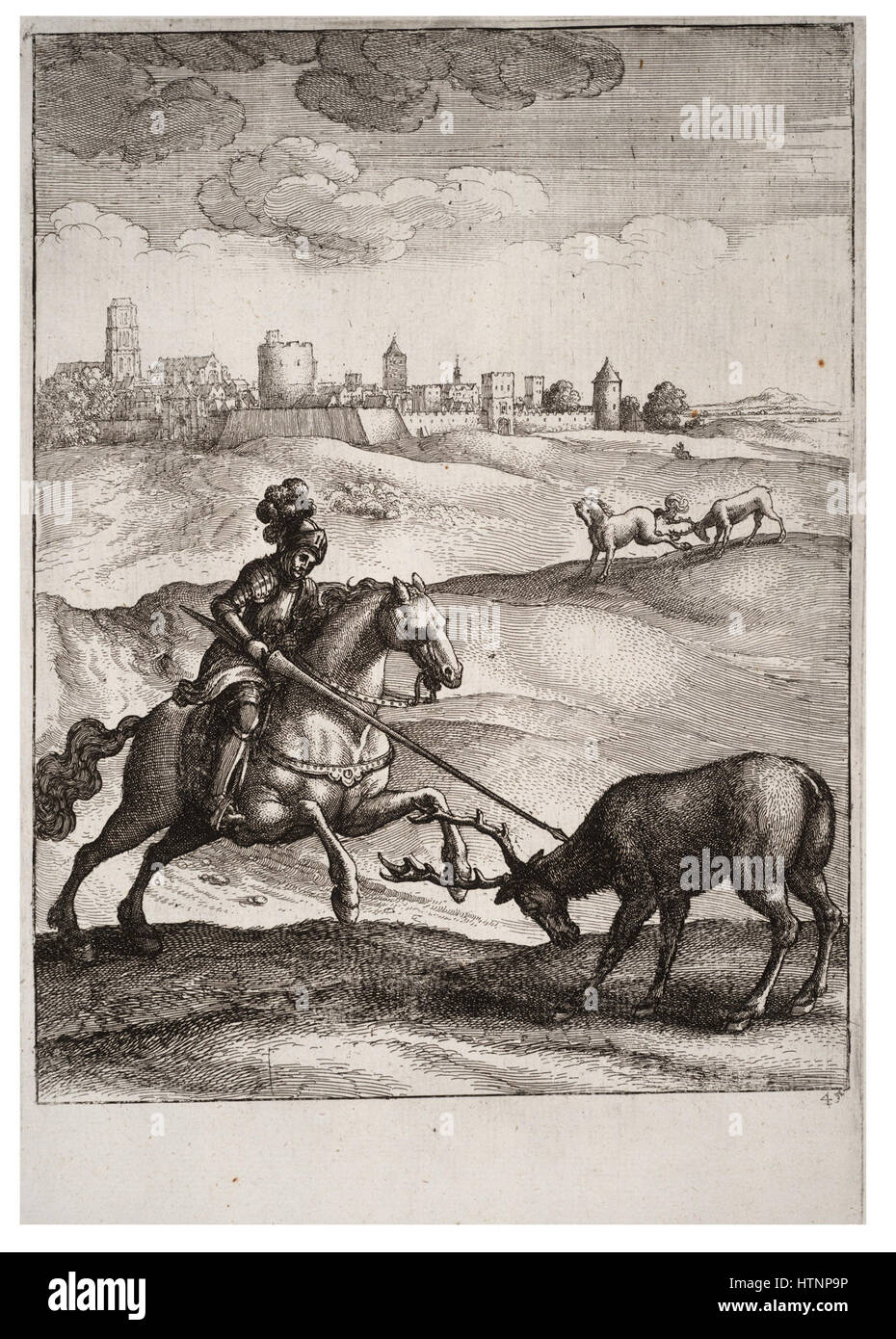 Wenceslas Hollar - der Hirsch und das Pferd 3 Stockfoto