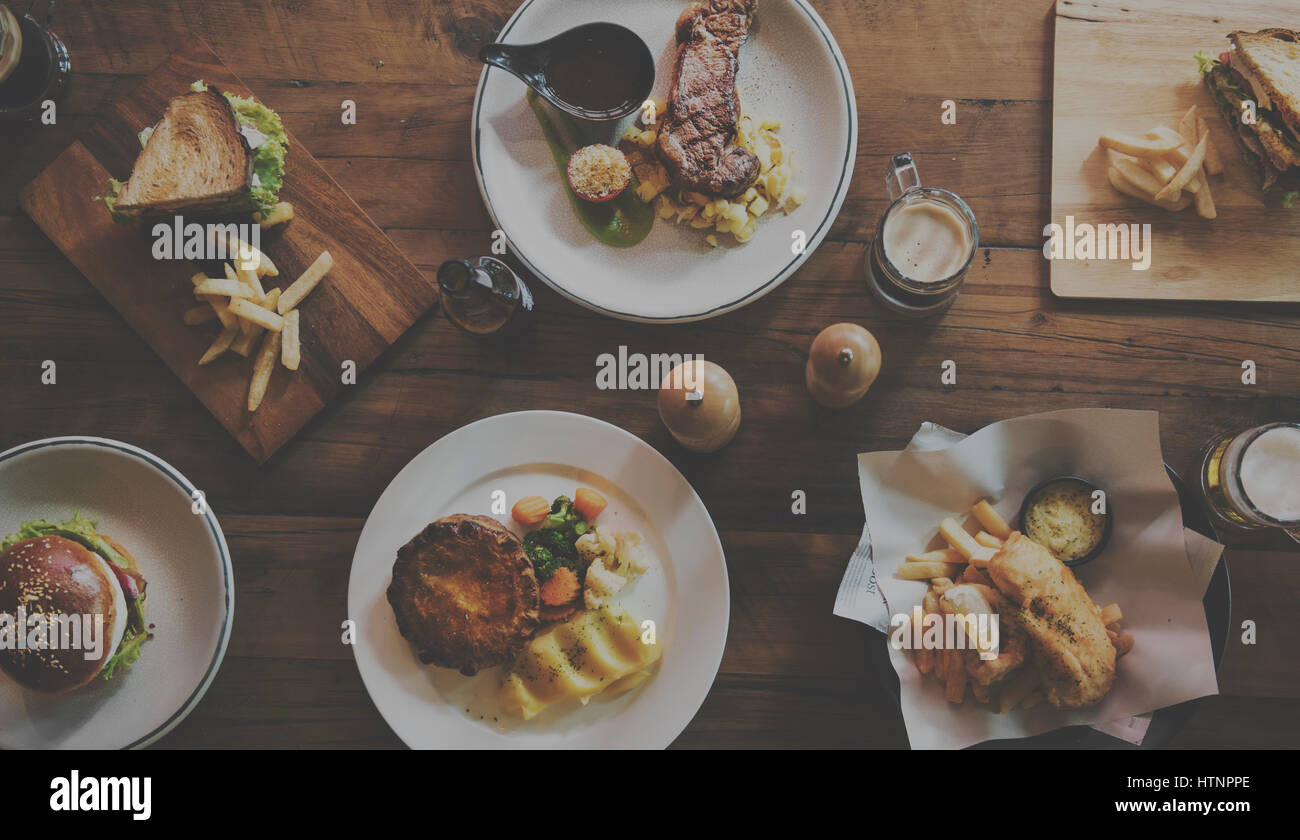Gutes Essen Cafe servieren Fusion Bistrokarte Stockfoto