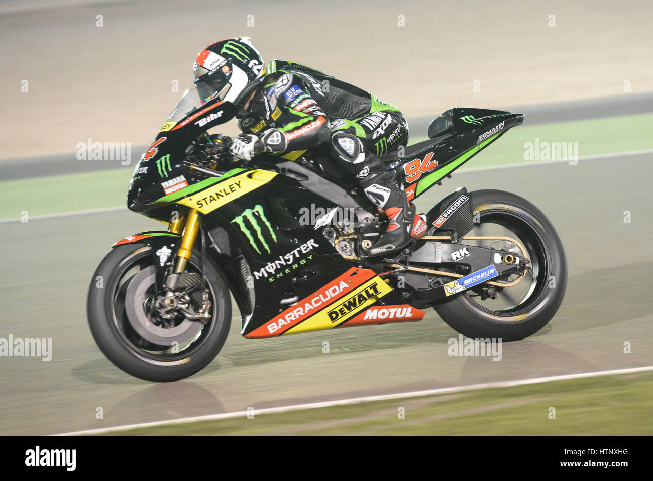 Losail Circuit, Katar. 12. März 2017. Jonas Folger, der während der Schlusstag der Qatar MotoGP Wintertest in Losail International Circuit für Monster Energy Yamaha Tech 3 reitet. (c) Gina Layva/Alamy Stockfoto