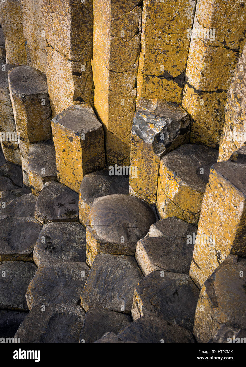 Das berühmte Weltkulturerbe - The Giant Causeway an Nordküste Irlands. Stockfoto