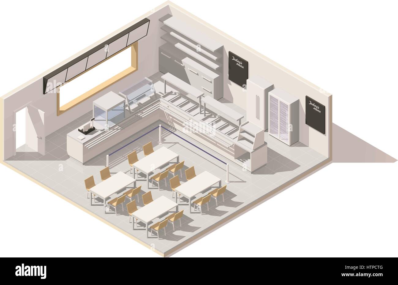 Vektor isometrische low-Poly SB-Restaurant Stock Vektor