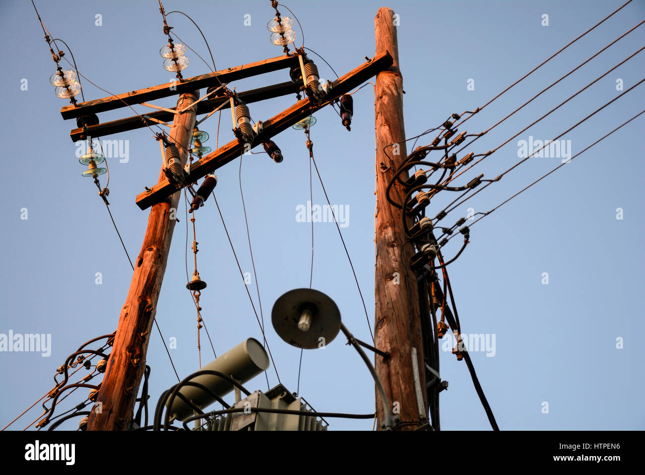 Elektrizität Masten pov Stockfoto