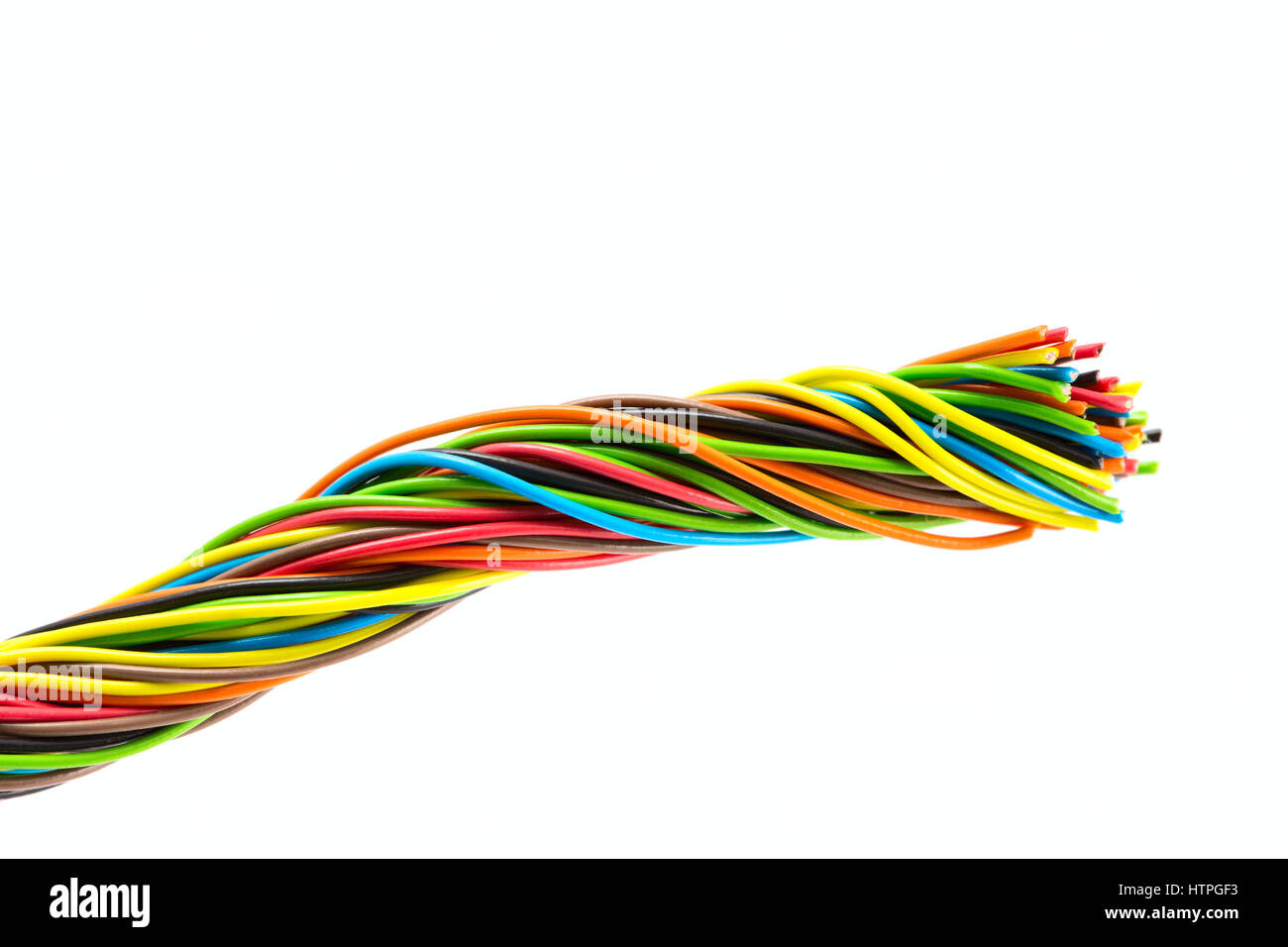 Farbe Kabel auf weißem Hintergrund Stockfoto