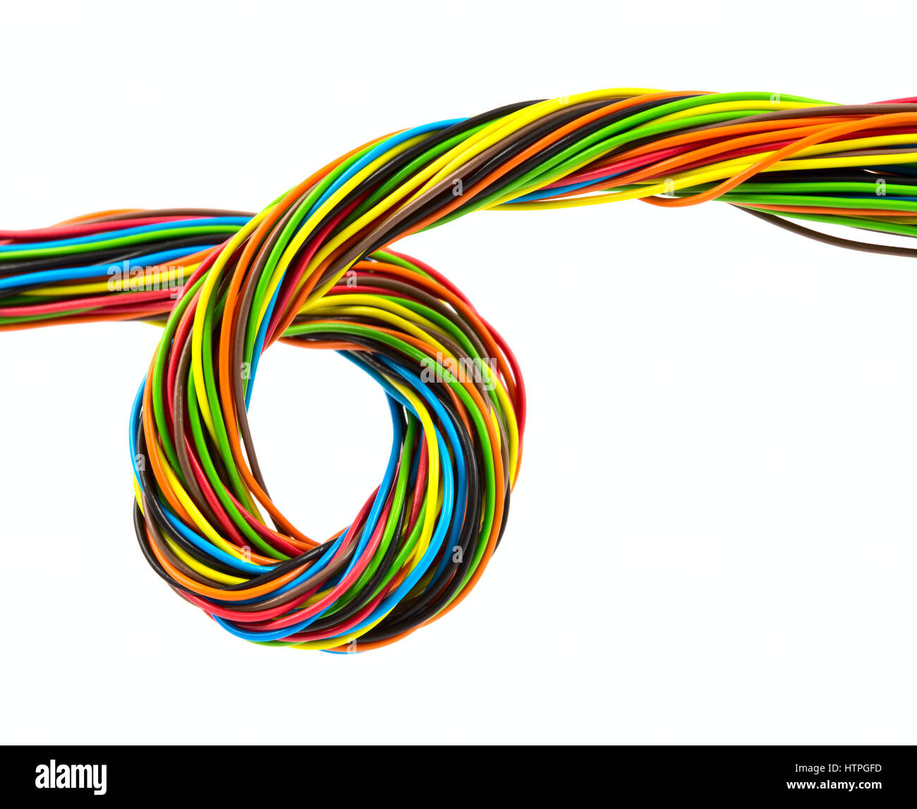 Farbe Kabel auf weißem Hintergrund Stockfoto