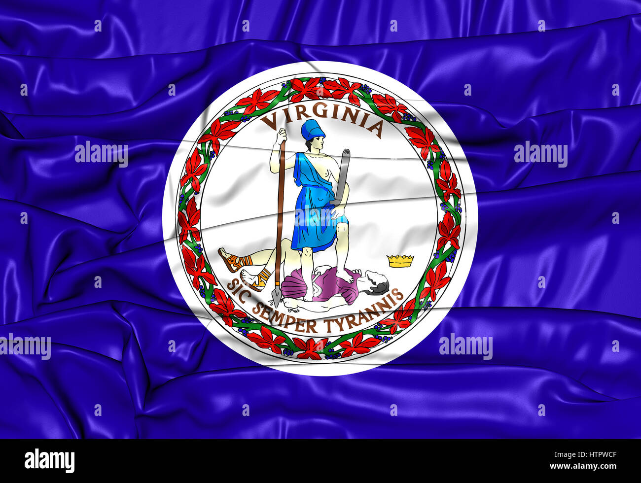 3D Flagge von Virginia, USA. 3D Illustration. Stockfoto 3D Flagge von Virginia, USA. 3D Illustration. Stockfoto