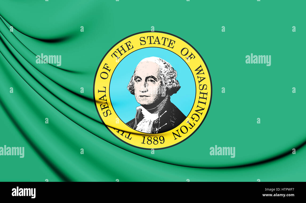 3D Flagge von Washington State, USA. 3D Illustration. Stockfoto