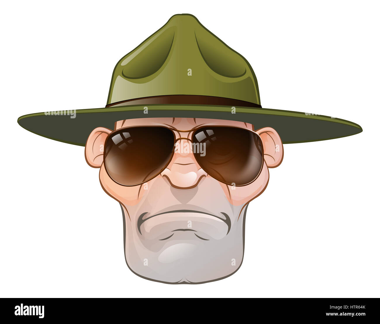Ein Cartoon böse Armee Bootcamp drill Sergeant oder State Trooper oder Parkwächter Stockfoto