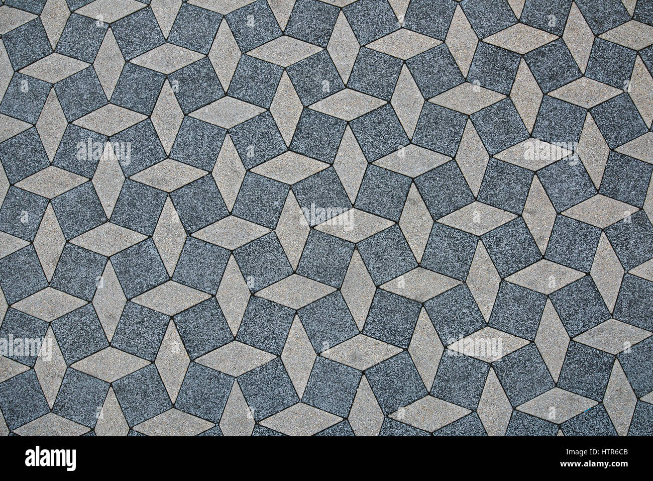 Draufsicht der ineinandergreifenden Betonfertiger Oberfläche, Straßenpflaster Textur Stockfoto
