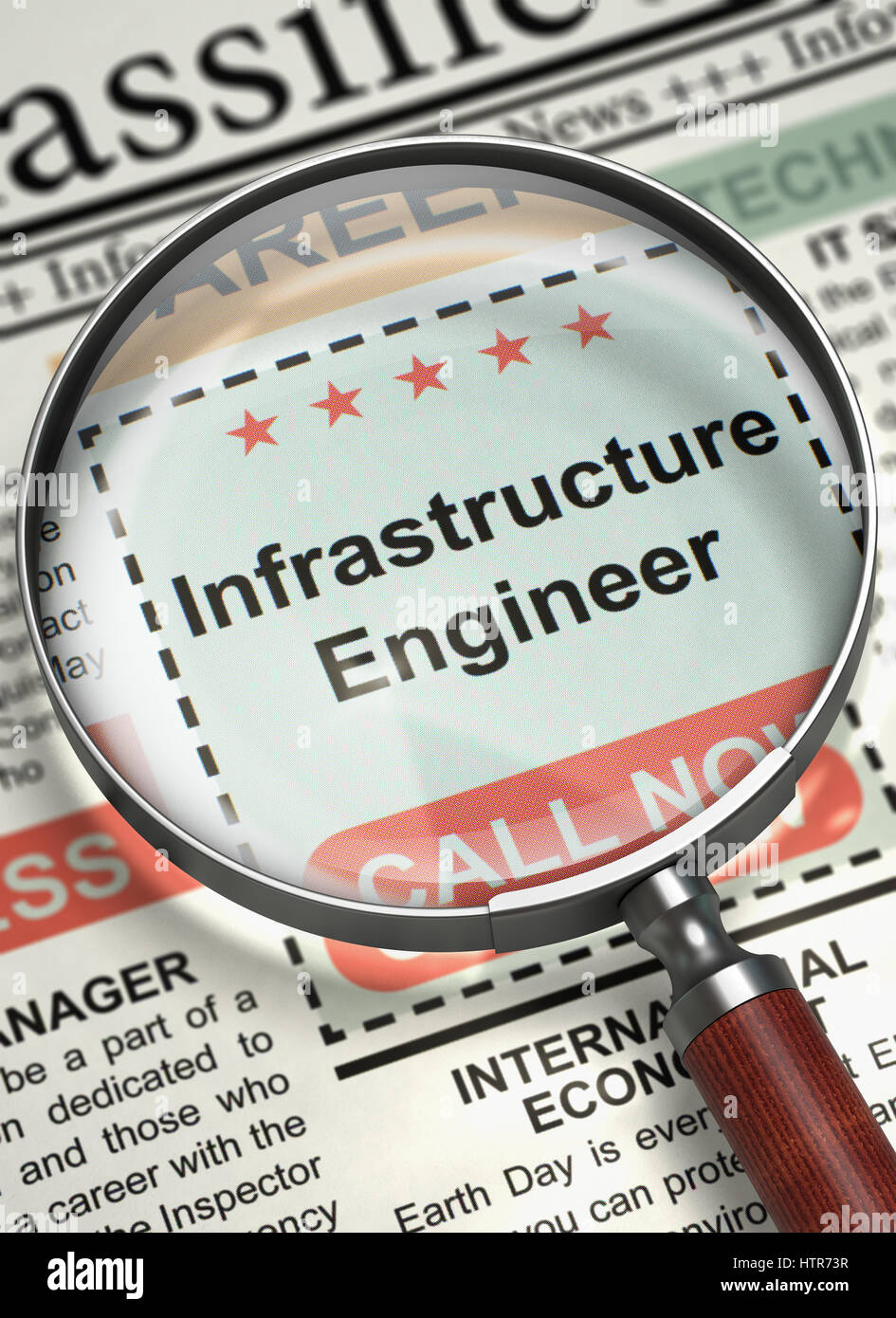 Job Opening Infrastruktur Engineer. 3D. Stockfoto