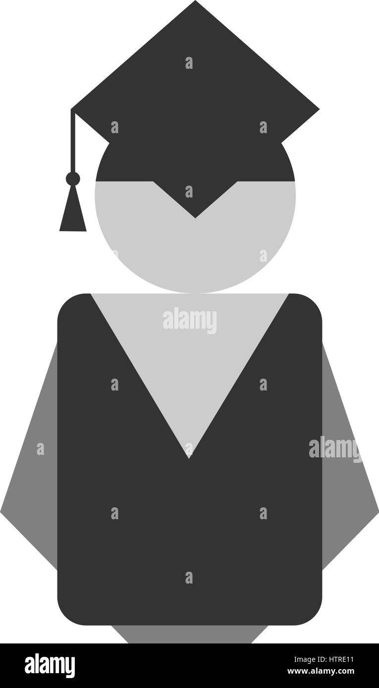 Student Symbols. Student oder Professor. Absolvent mit Kleid und Mütze. Konzept der Graduierung und Abschluss einer Hochschule oder Bildung Stock Vektor