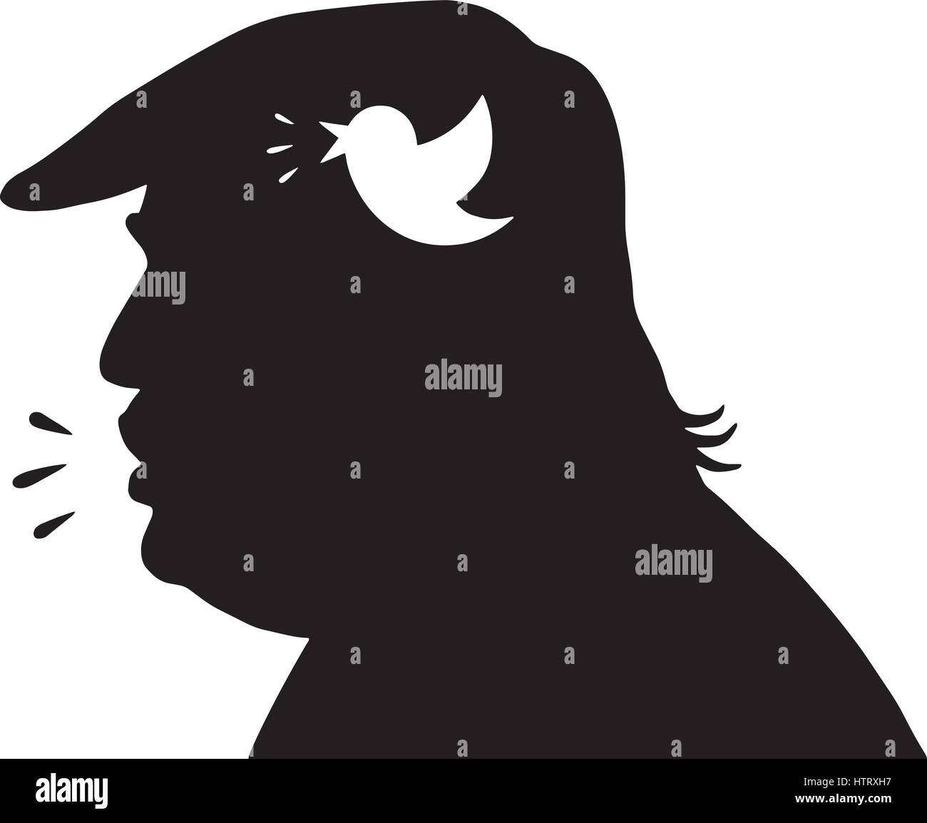 Donald Trump Silhouette und Social-Media-Symbol. Vektor-Illustration. New York, 13. Februar 2017 Stock Vektor