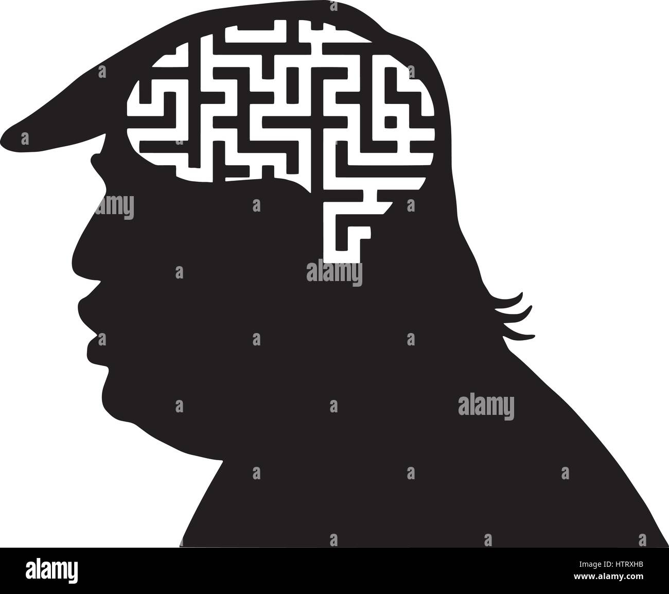 Donald Trump Silhouette und Labyrinth-Symbol. Vektor-Illustration. New York, 18. Februar 2017 Stock Vektor