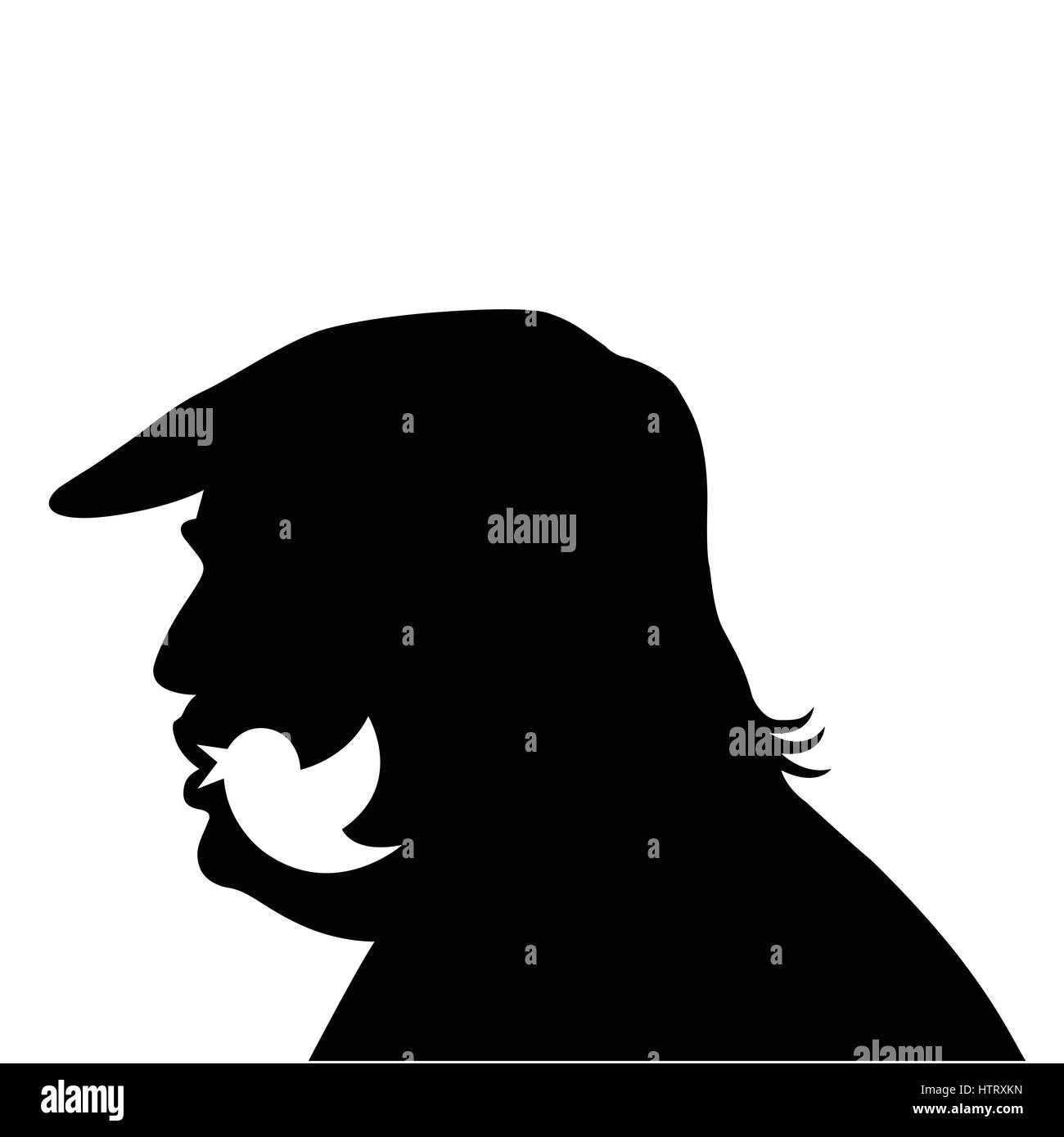 Donald Trump Silhouette und Social-Media-Symbol Stock Vektor
