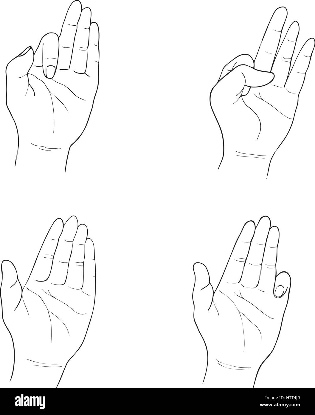 Handgezeichnete Skizze Satz von Hand signiert Gesten und Körpersprache, Isolated on White Background. Stock Vektor