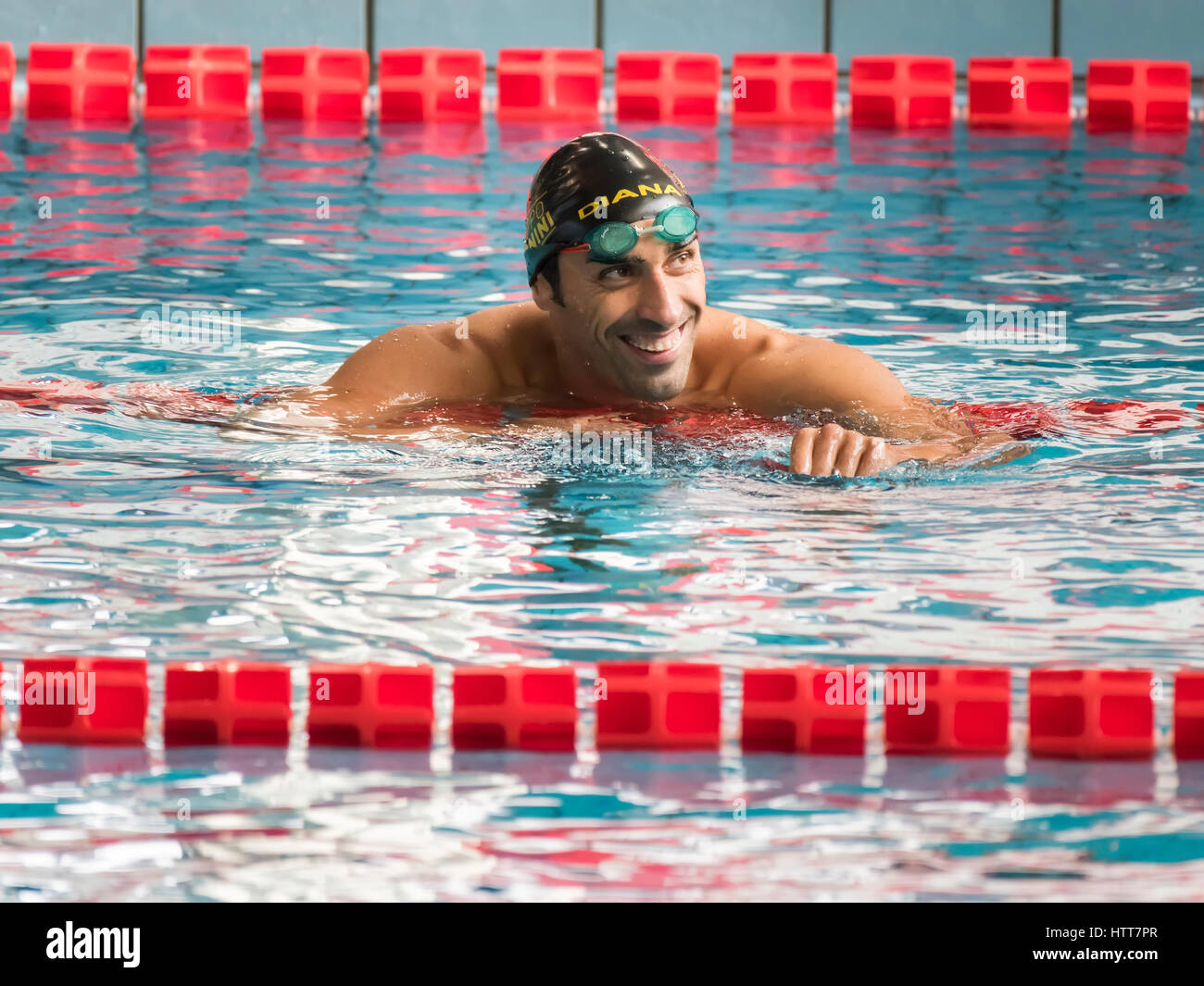 Mailand, Italien - 10. März 2017: Filippo Magnini Schwimmer beim 7. Trofeo Citta di Milano-schwimmen-Wettbewerb. Stockfoto