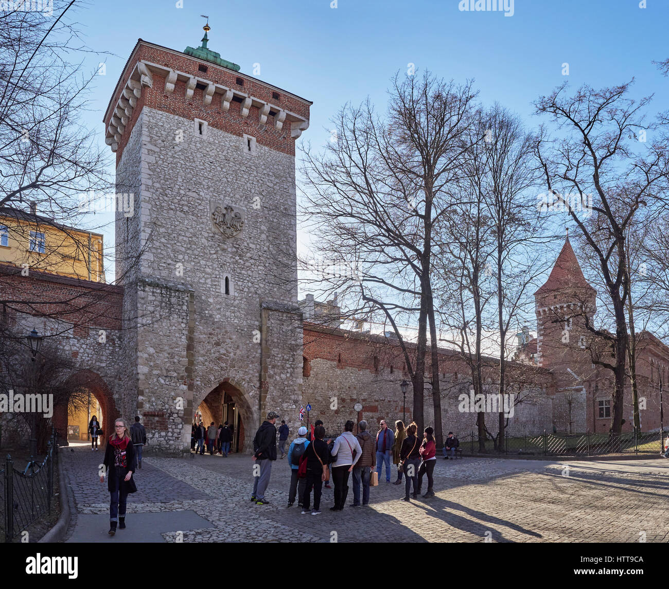 Krakau St. Florian-Tor und Stadt-Wand-Polen Stockfoto