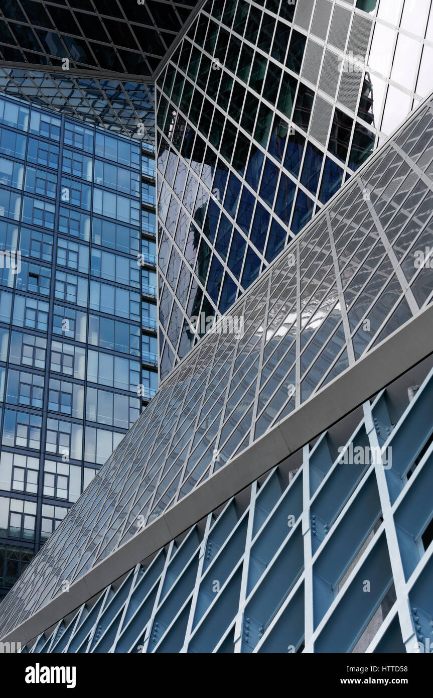 Architektonisches Detail der Fassade aus Glas und Stahl Seattle Central Library-Gebäude in die Innenstadt von Seattle, Washington State, USA Stockfoto