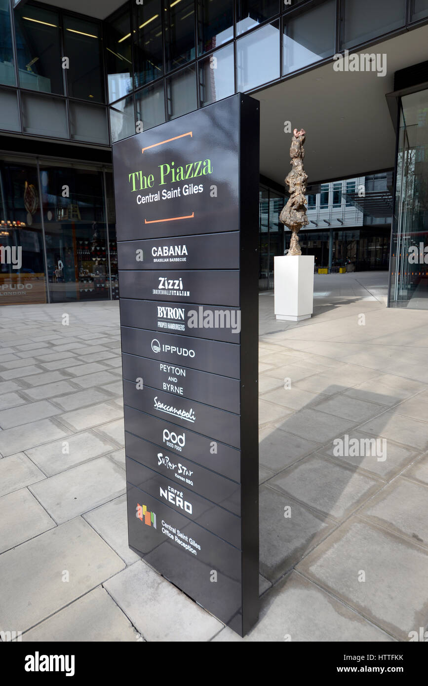 Central Saint Giles zu Hause bei Google. Eine Entwicklung mit gemischter Nutzung im Zentrum von London, Großbritannien. Gebaut zu einem Preis von 450 Millionen £und im Mai 2010 fertiggestellt Stockfoto