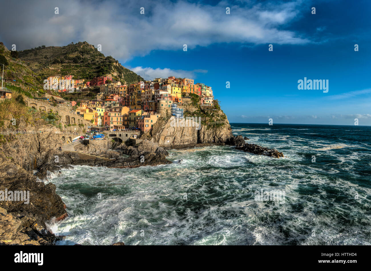 Eines der fünf Dörfer im schönen Cinque Terre. Meiner Meinung nach die schönste der Partie. Stockfoto