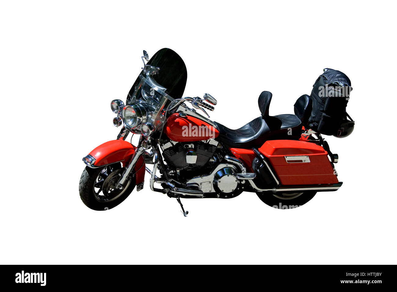 Rot poliert Retro-Motorrad auf isolierte Hintergrund Stockfoto