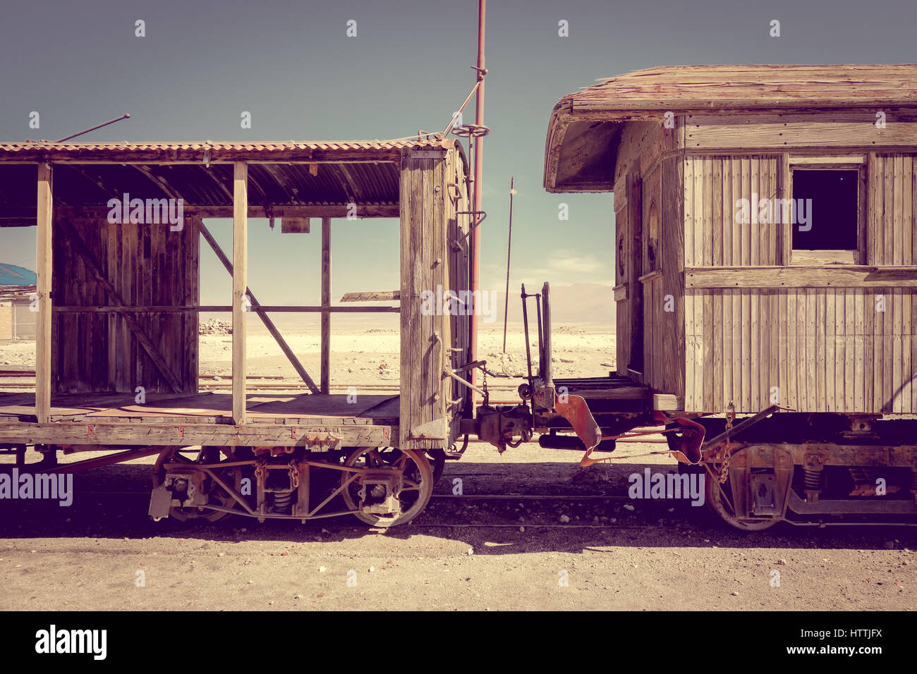 Alten Bahnhof in bolivianischen Wüste, Südamerika Stockfoto