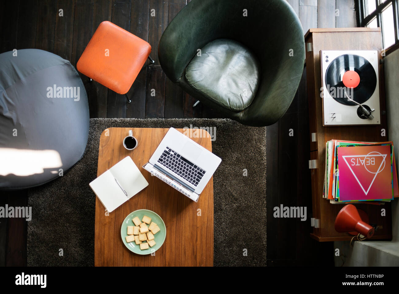 Vinyl Musik Melodie Freizeit Rest Rhythmus Konzept Stockfoto