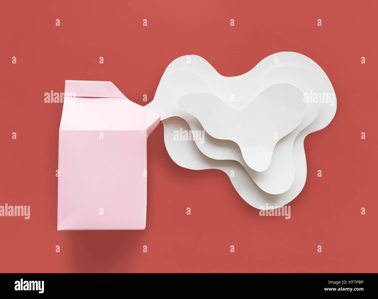 Papier Handwerk Kunst Milch Karton Spill Stockfoto
