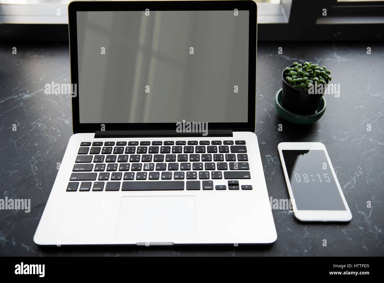 Laptop-Technologie Geräte Schreibtisch Workstation Stockfoto