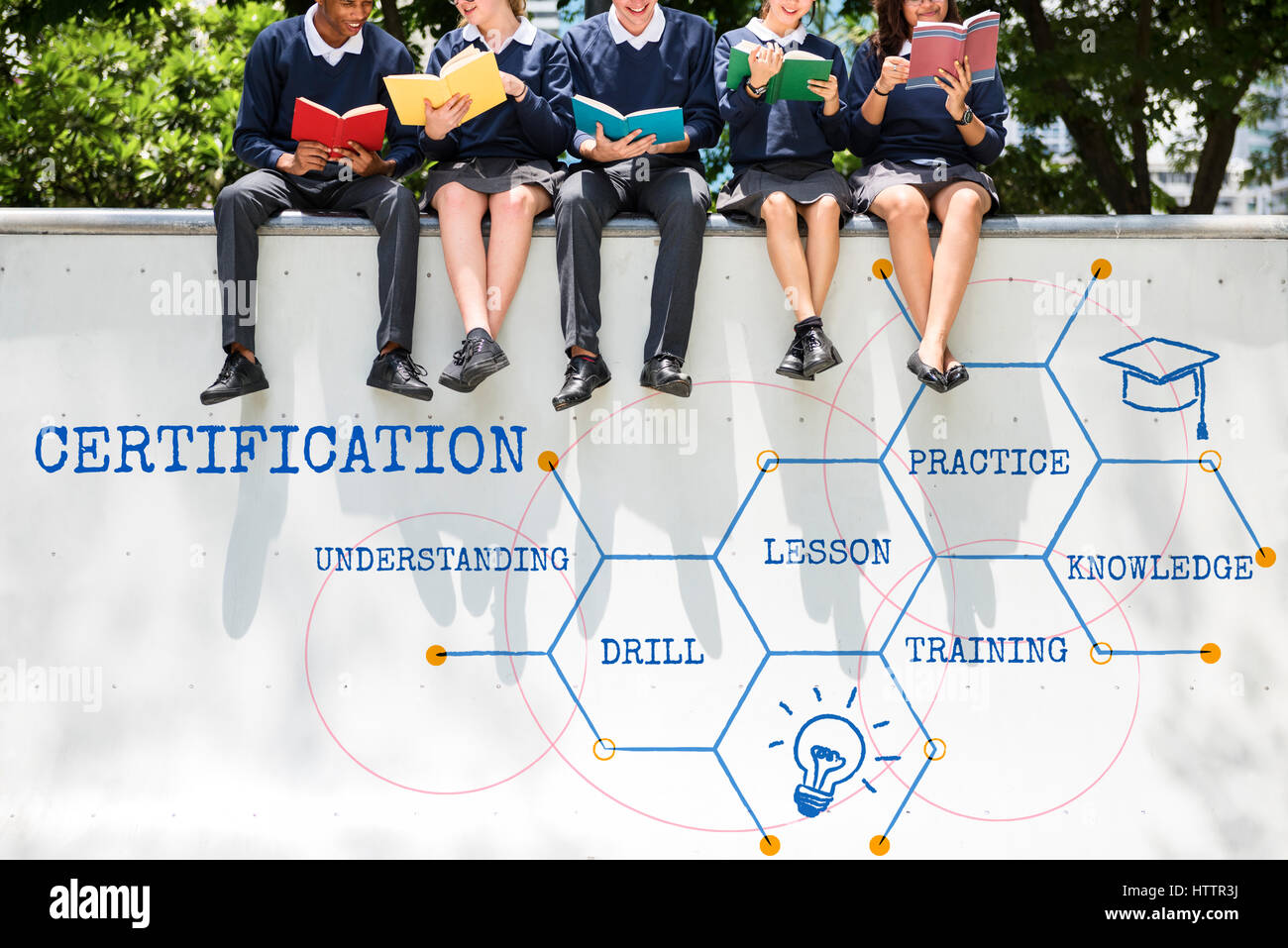 Bildung-Akademie Zertifikat Curriculum Symbol Stockfoto