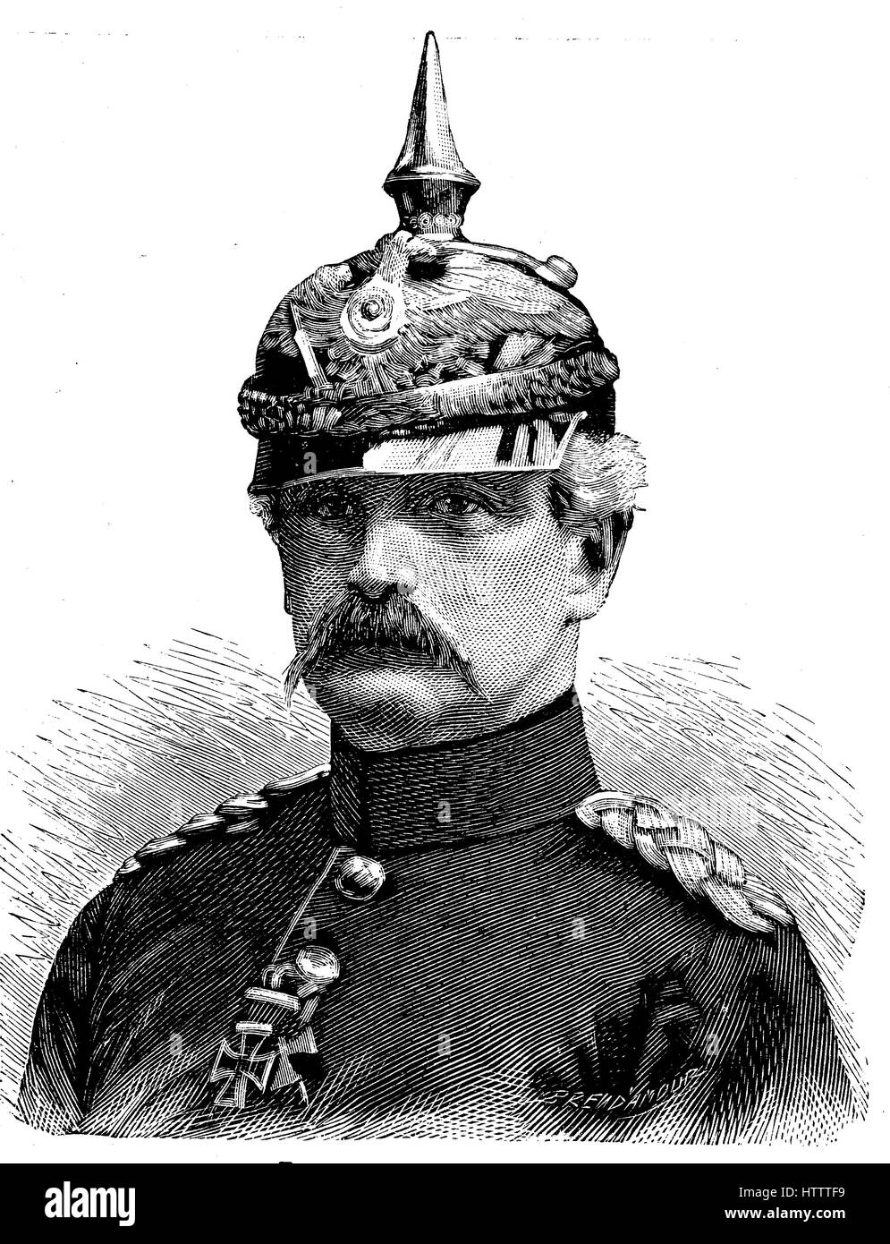 Militärische Menschen in Franco-Preussischer Krieg 1870 - 1871, Wilhelm Günther Enno von Colomb, 31. August 1812 - 10. Februar 1886, war preußischer general-Leutnant und militärischen Autor, Deutschland, Reproduktion von einem Holzschnitt aus dem Jahr 1882, digital verbessert Stockfoto