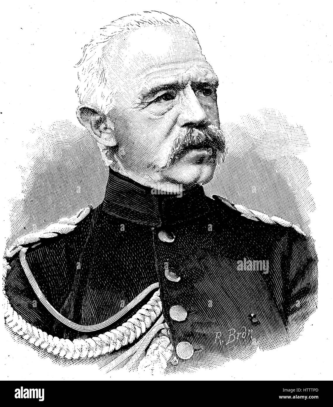 Adolf Albert Ferdinand Karl Friedrich von Bonin, 11. November 1803 - 16. April 1872, war ein preußischer Offizier am meisten kürzlich General der Infanterie, Reproduktion von einem Holzschnitt aus dem Jahr 1882, digital verbessert Stockfoto