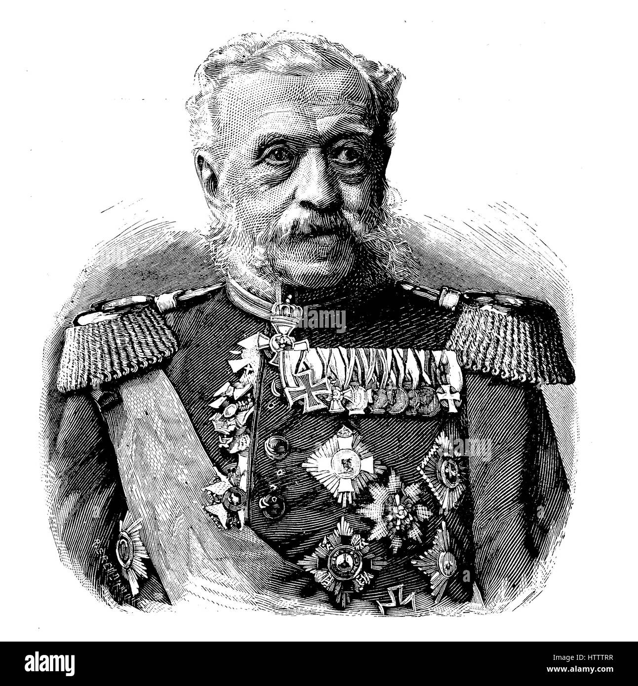 Bernhard von Langenbeck, war 9. November 1810 in Padingbüttel - 29. September 1887 in Wiesbaden, einer der großen deutschen Chirurgen, Reproduktion von einem Holzschnitt aus dem Jahr 1882, digital verbessert Stockfoto