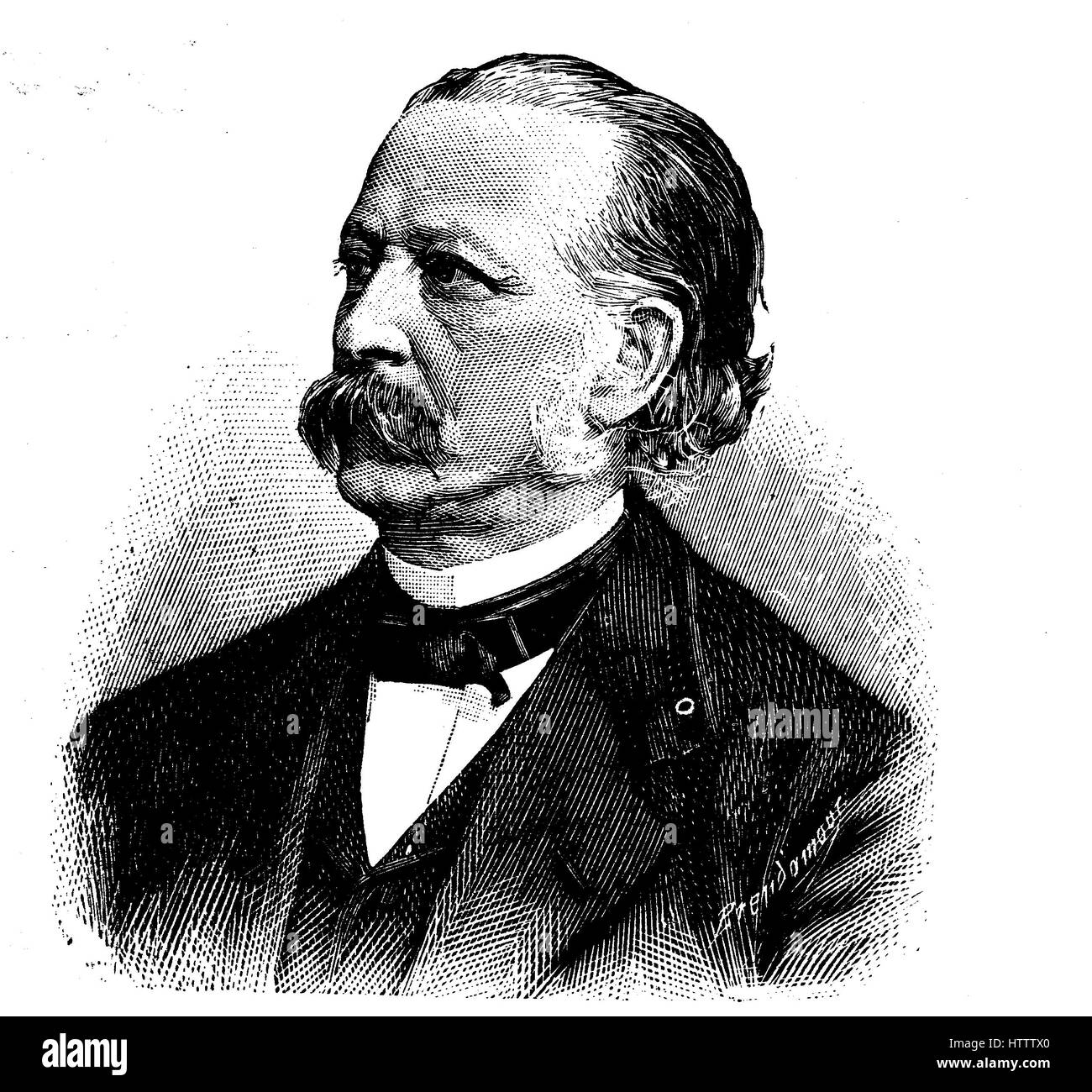 Theodor Fontane war 30. Dezember 1819 - 20. September 1898, ein deutscher Schriftsteller und Dichter, Reproduktion von einem Holzschnitt aus dem Jahr 1882, digital verbessert Stockfoto