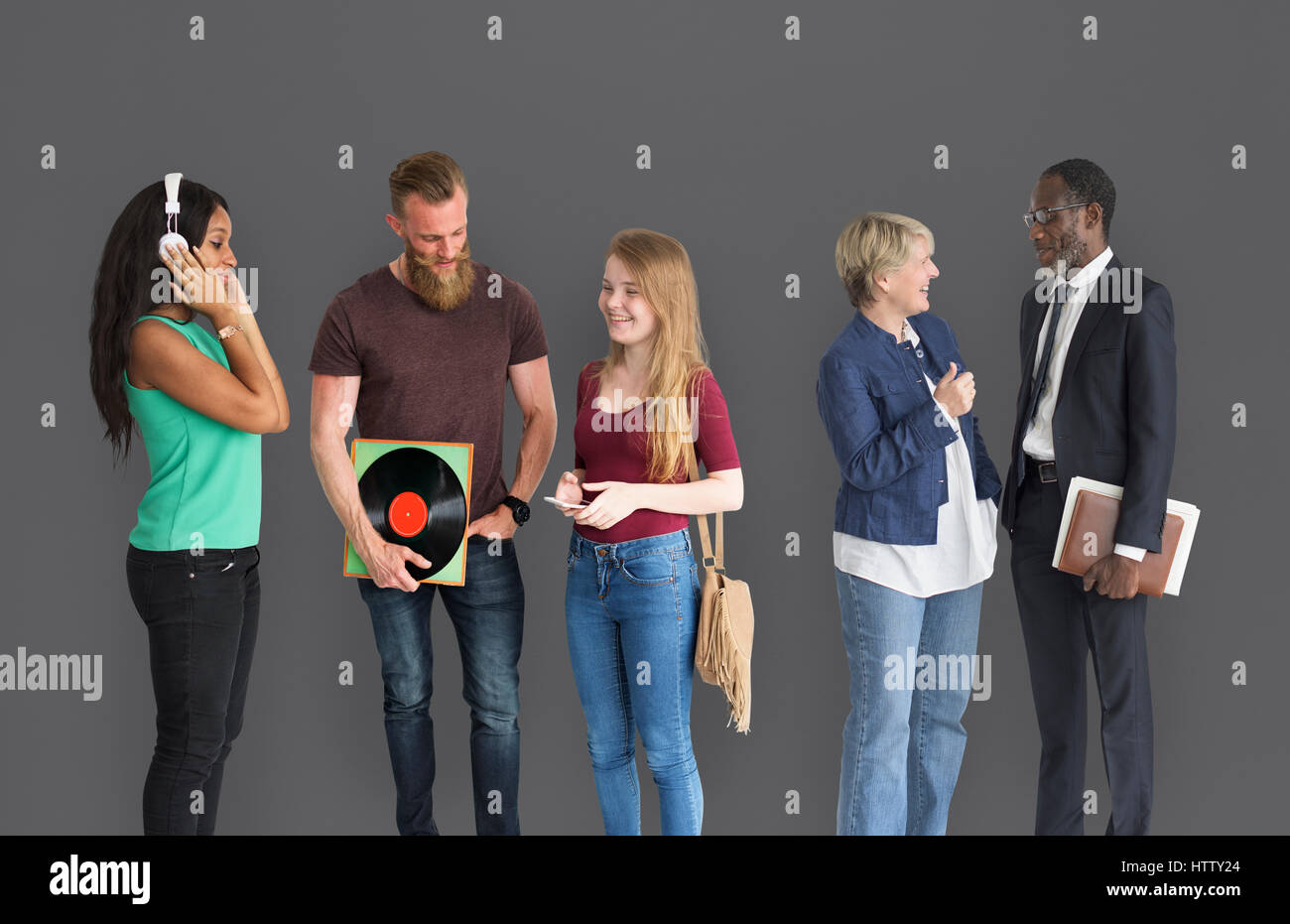 Heterogene Gruppe Menschen Kommunikation Stockfoto