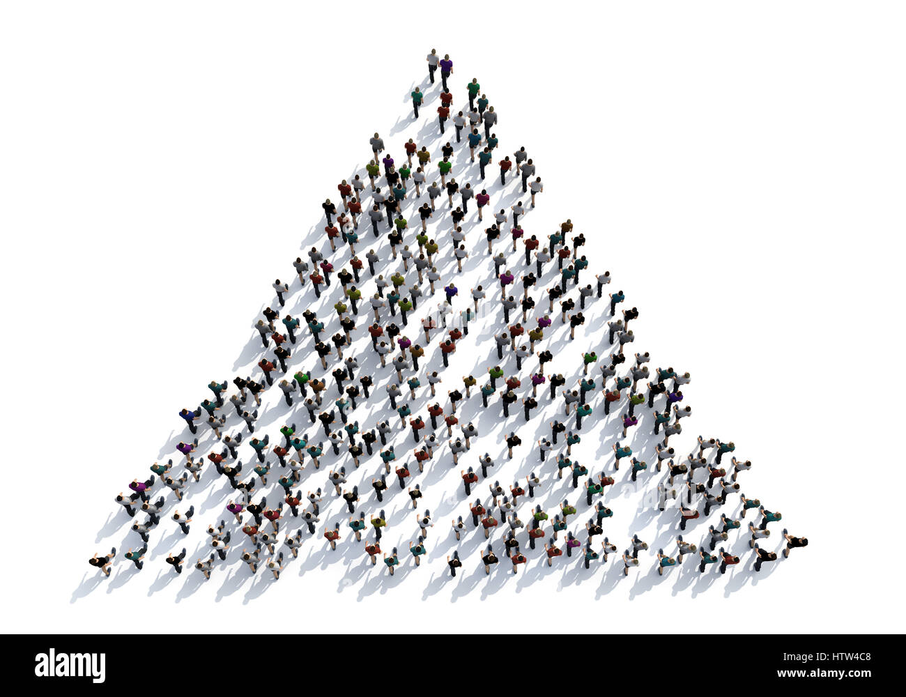 3D-Render Menschenmenge auf weißem Hintergrund aus Draufsicht, bir Stockfoto