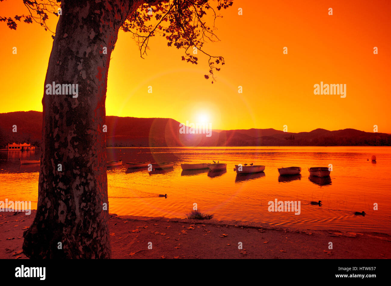 See von Banyoles, Girona, Katalonien, Spanien Stockfoto